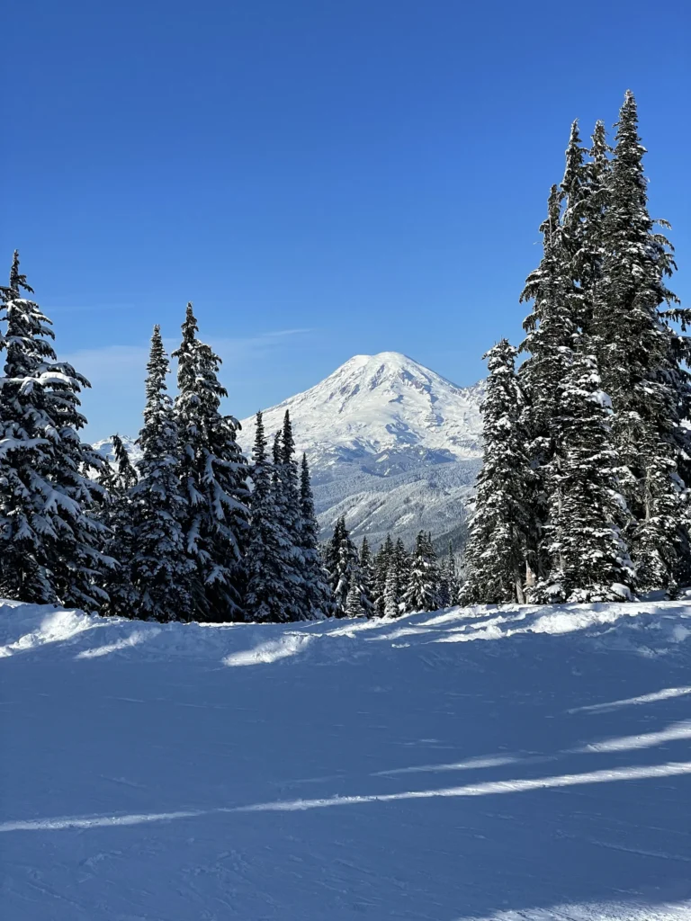 White Pass skiing Rainier view