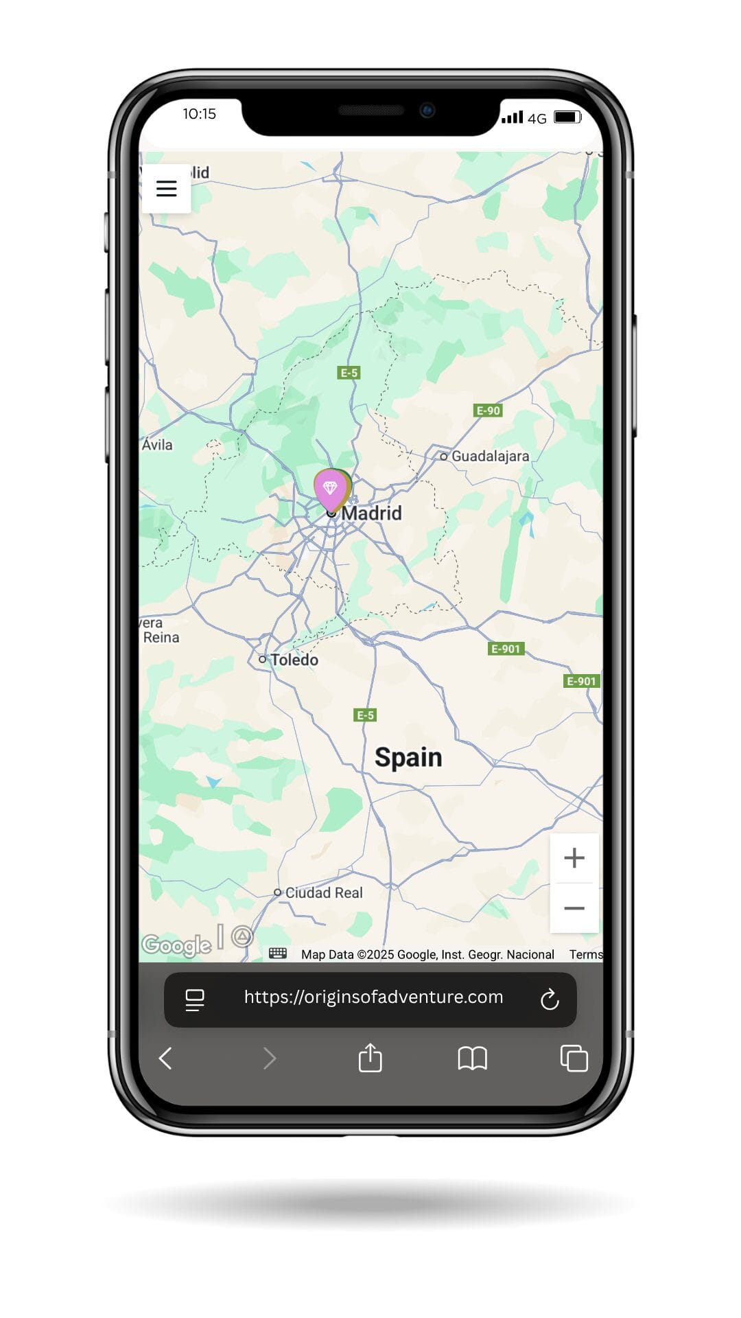 Custom travel map showing full trip route and pin locations