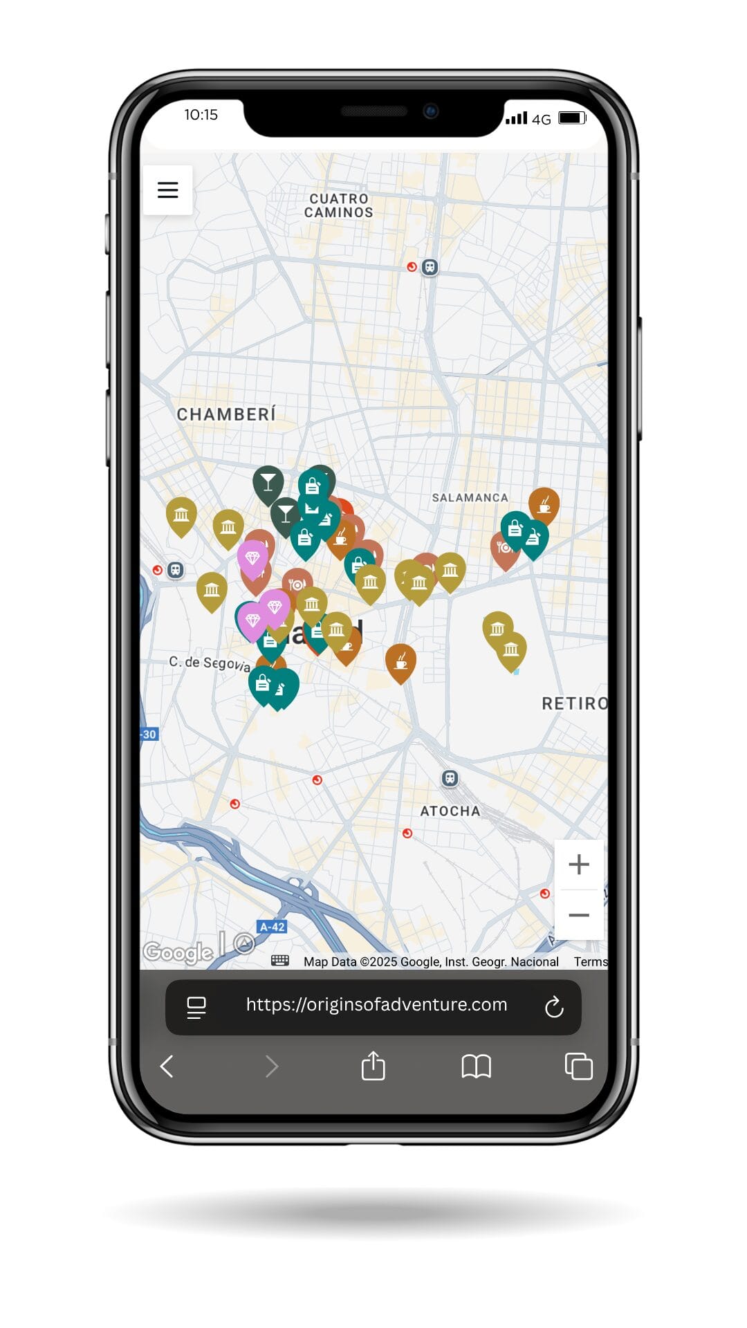 Interactive travel map pin details with insider notes